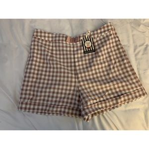 Lilac Plaid High Waisted Shorts